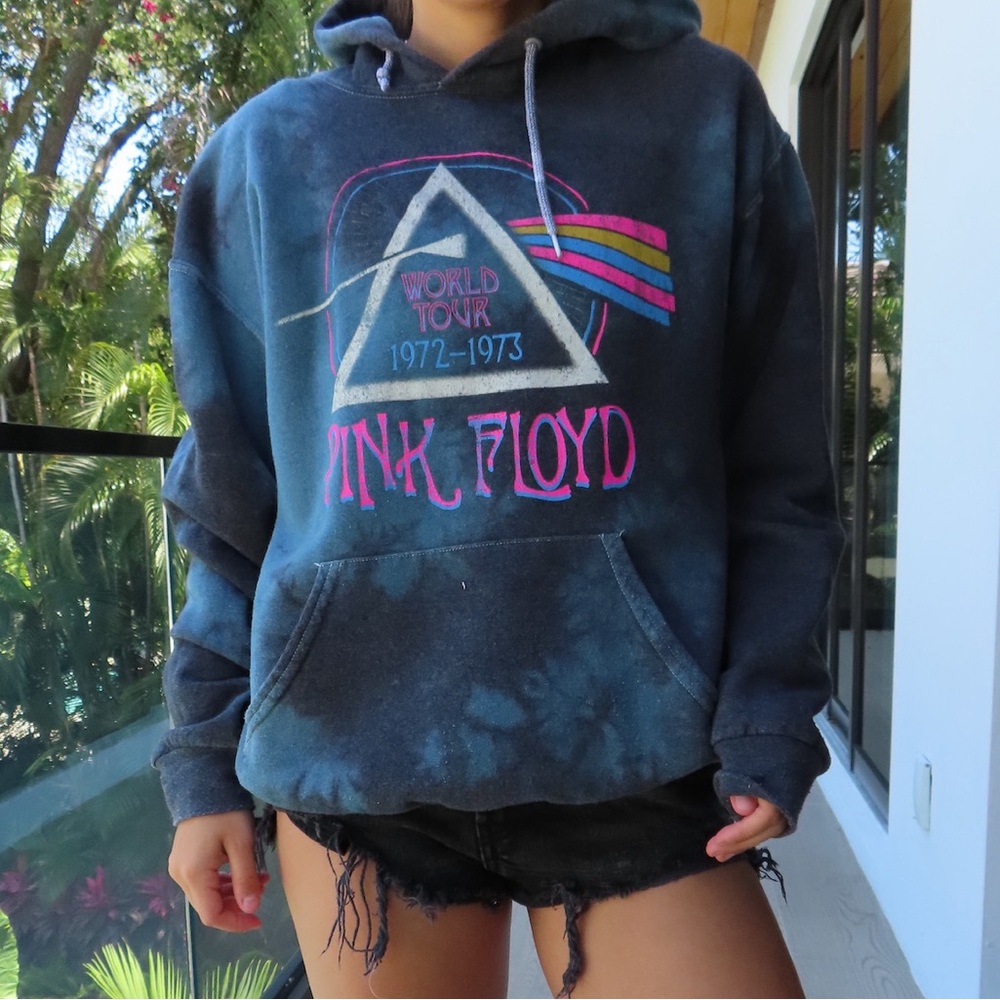 Urban Outfitters Pink Floyd Graphic Hoodie - Black and Pink